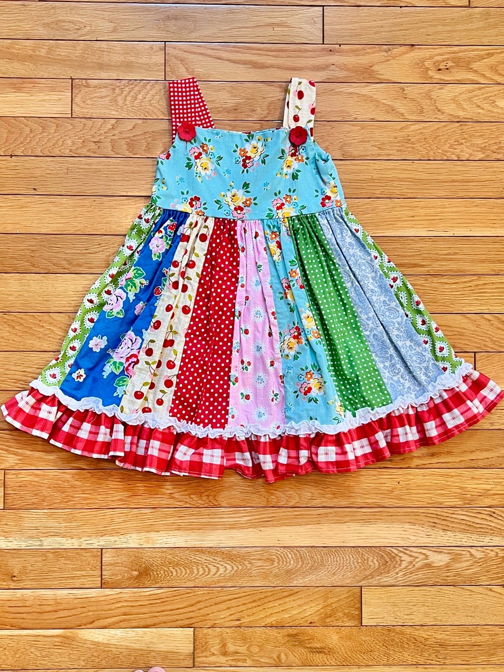💕Persnickety Light Blue Multi-Print Patchwork Adele Sundress!